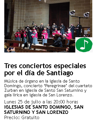 Tres conciertos especiales por el día de Santiago