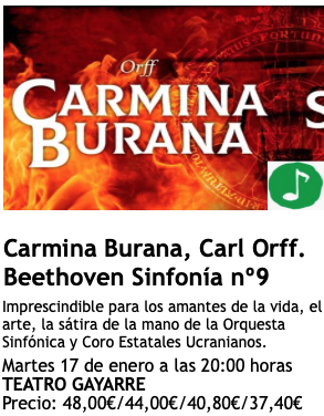 Carmina Burana, Carl Orff. Beethoven Sinfonía nº9