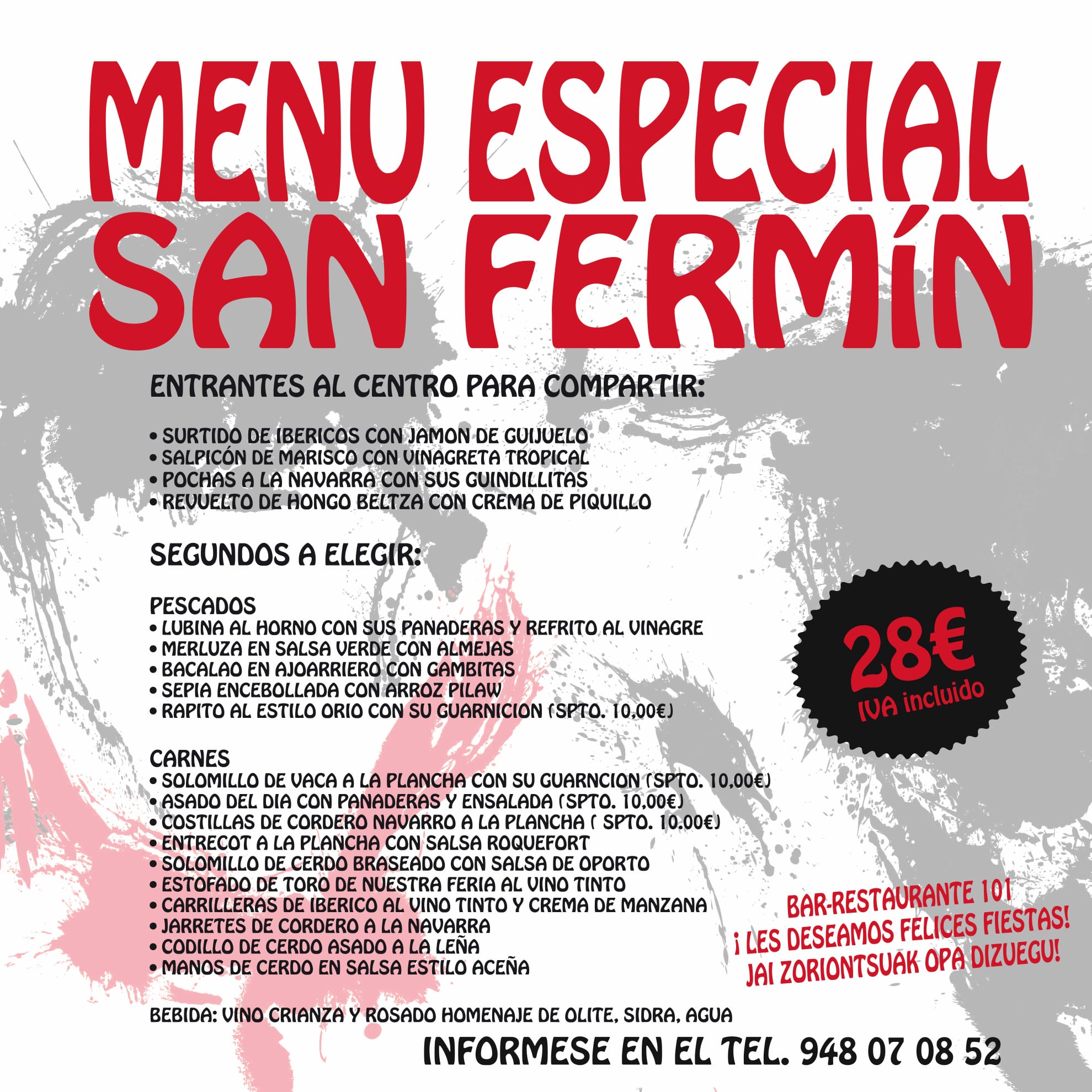 Almuercico y Menú de San Fermín Restaurante 101